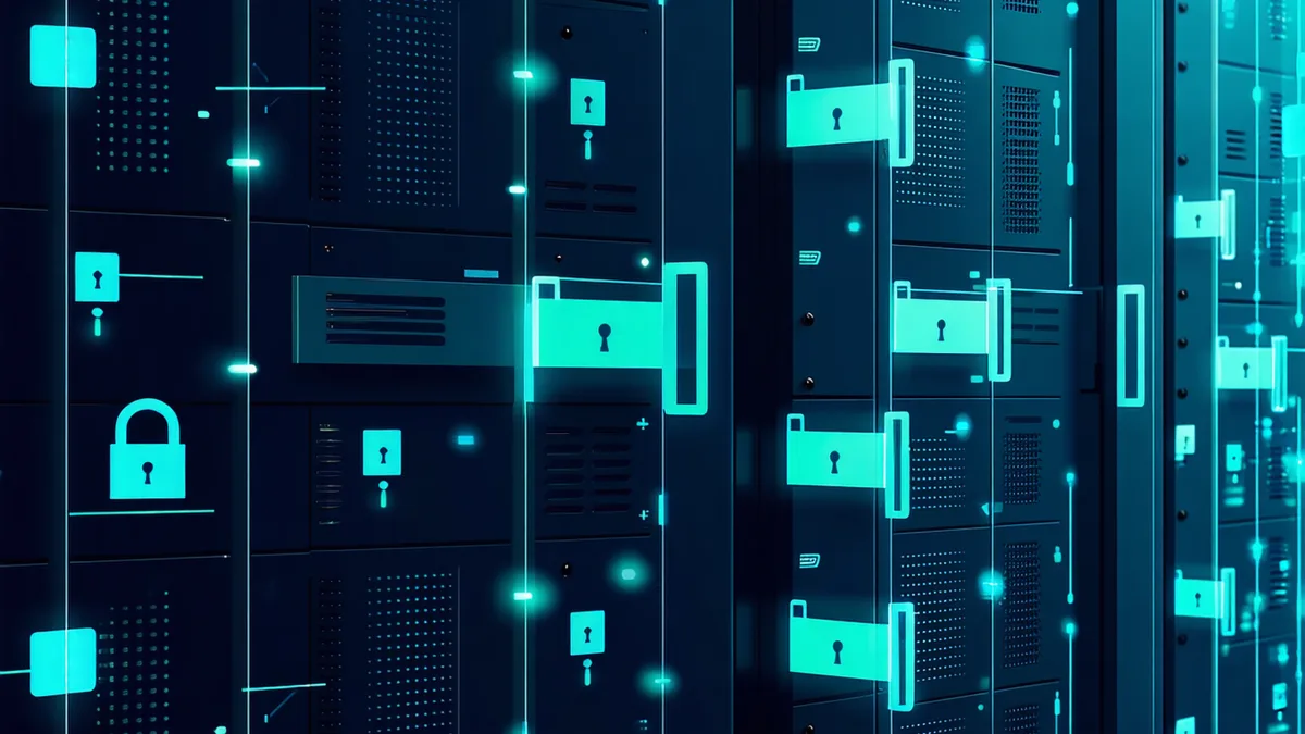 Abstract secure digital folder concept representing an organized investor data room
